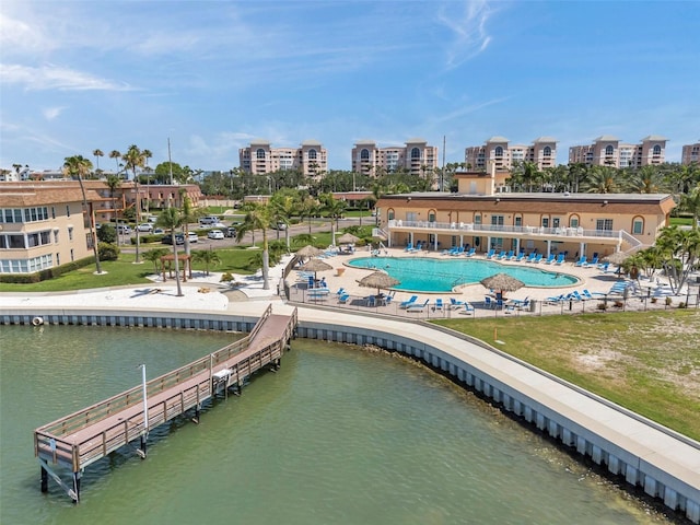 4900 Brittany Dr S Unit 805, Saint Petersburg, FL 33715 - aerial view of a pool and a large body of water