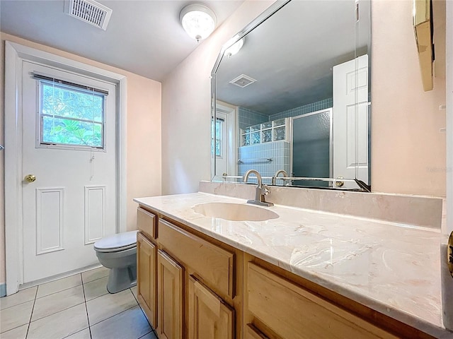 232 Pinecrest Dr, Palm Harbor, FL 34683 - full bathroom with tile patterned flooring, vanity, and a shower