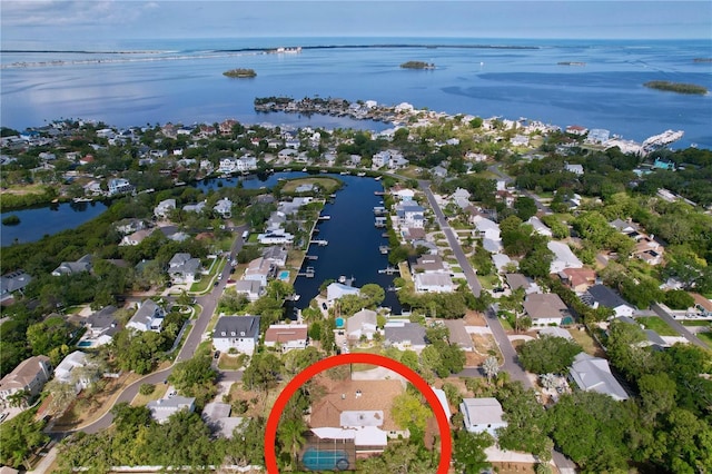 232 Pinecrest Dr, Palm Harbor, FL 34683 - aerial overview of property's location with a nearby body of water and nearby suburban area