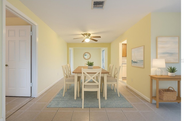 232 Pinecrest Dr, Palm Harbor, FL 34683 - dining space featuring ceiling fan and light tile patterned floors