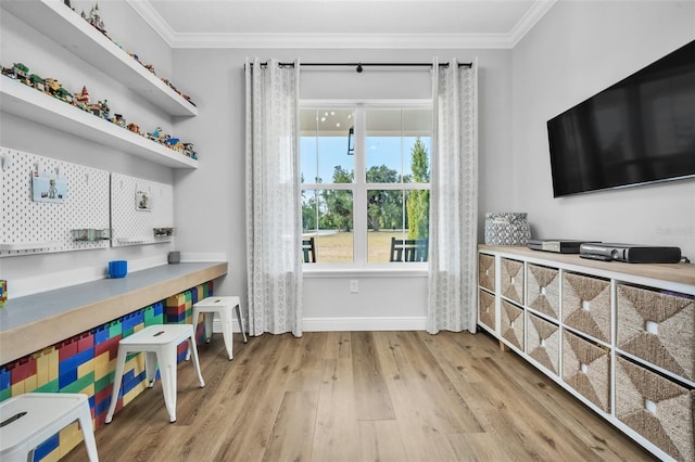 14902 Sweat Loop Rd, Wimauma, FL 33598 - office featuring wood finished floors, ornamental molding, and baseboards