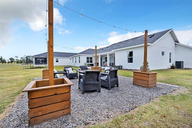 14902 Sweat Loop Rd, Wimauma, FL 33598 - view of patio / terrace featuring an outdoor hangout area, a trampoline, and cooling unit