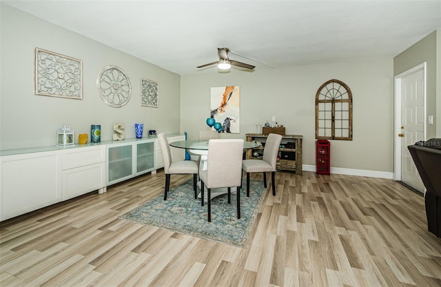 1290 Pine Ridge Cir E Unit G1, Tarpon Springs, FL 34688 - dining room featuring light wood-style floors, ceiling fan, and baseboards