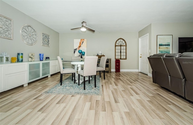 1290 Pine Ridge Cir E Unit G1, Tarpon Springs, FL 34688 - dining room featuring light wood-style flooring, ceiling fan, and baseboards