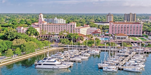 260 SW Lincoln Cir N, Saint Petersburg, FL 33703 - aerial view of a large body of water and a marina