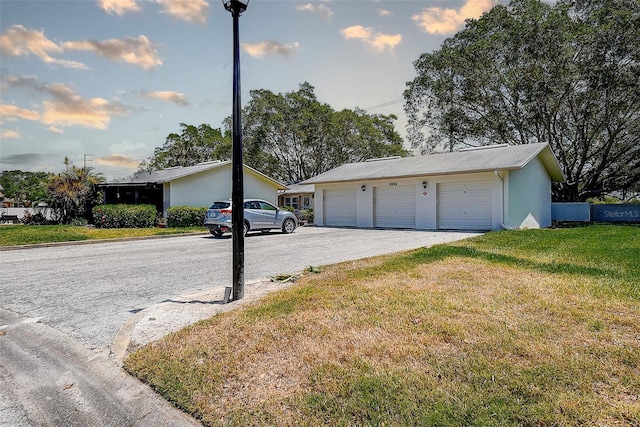 view of detached garage