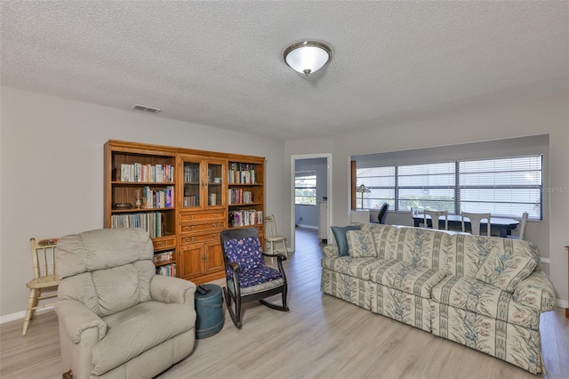 2115 N Halcyon Dr Unit 510, Sun City Center, FL 33573 - living room featuring light wood-style flooring, a textured ceiling, and baseboards