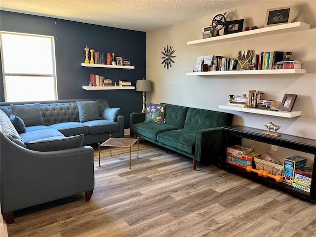 4407 Scarlet Loop, Wesley Chapel, FL 33544 - living room with wood finished floors and a textured ceiling