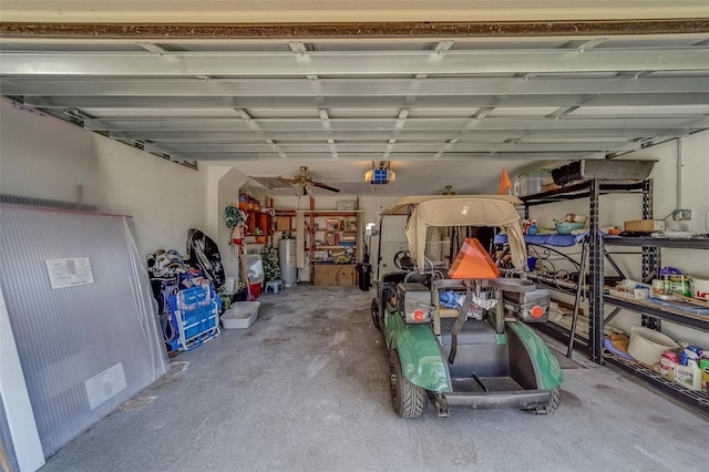 garage with electric water heater