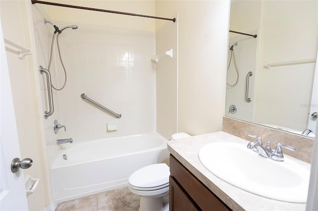 621 Washita Stone Dr, Ruskin, FL 33570 - full bathroom featuring toilet, vanity, and tub / shower combination