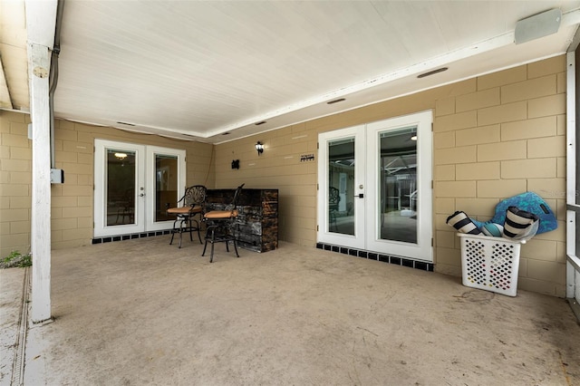 view of patio featuring outdoor dry bar and french doors