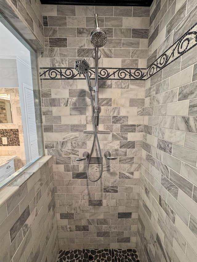 detailed view of tiled shower