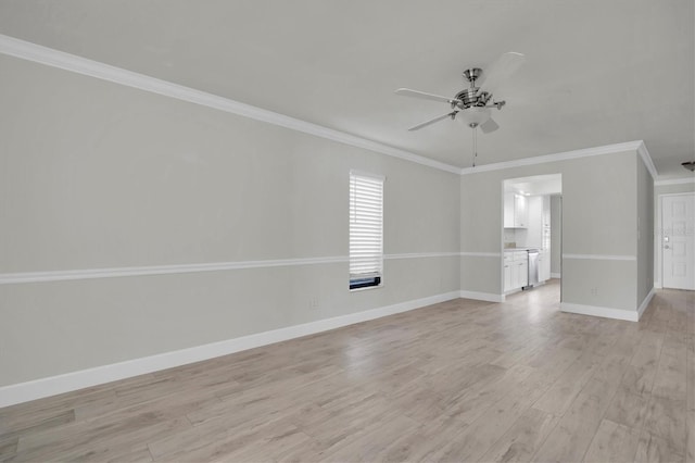 7360 Ulmerton Rd Unit 17D, Largo, FL 33771 - spare room with a ceiling fan, baseboards, light wood finished floors, and ornamental molding