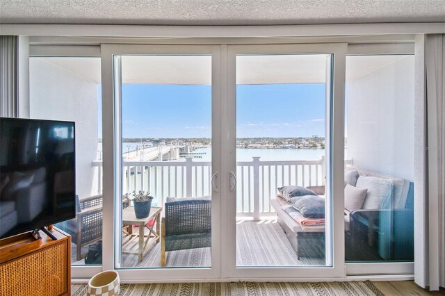 500 Treasure Island Cswy Unit 607, Treasure Island, FL 33706 - doorway featuring a water view and french doors