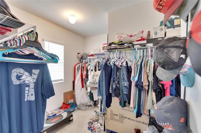 walk in closet featuring carpet