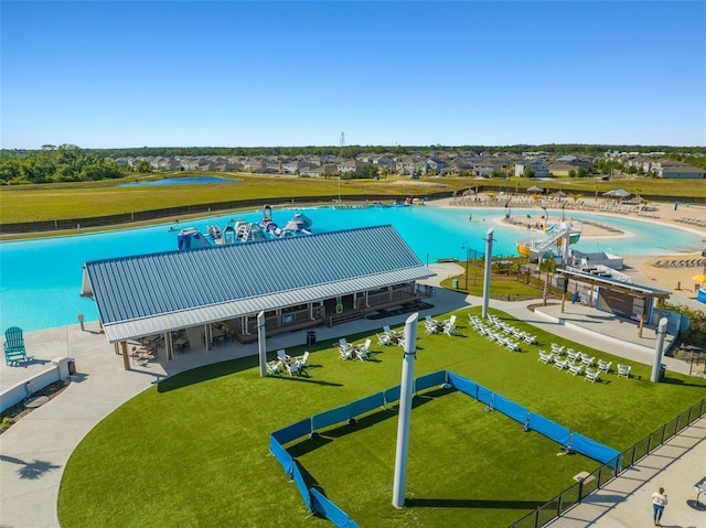 bird's eye view of a pool