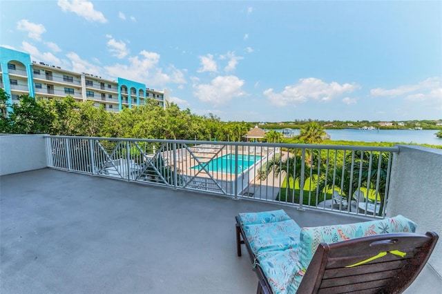 balcony with a water view