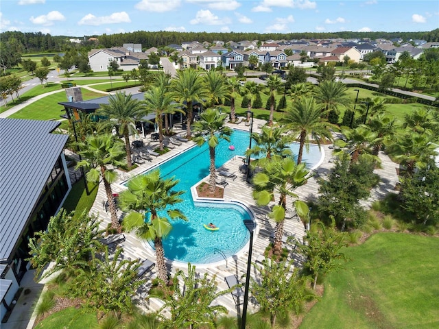 2432 Hearth Dr, Odessa, FL 33556 - aerial perspective of suburban area with a pool area