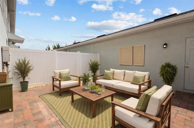 2432 Hearth Dr, Odessa, FL 33556 - view of patio / terrace featuring an outdoor living space and fence