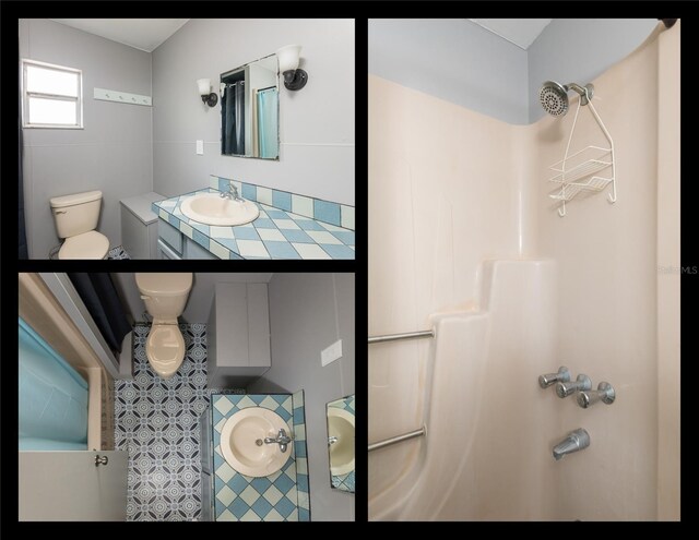 1310 Hilton Pl, Tampa, FL 33604 - full bathroom with toilet, vanity, and decorative backsplash