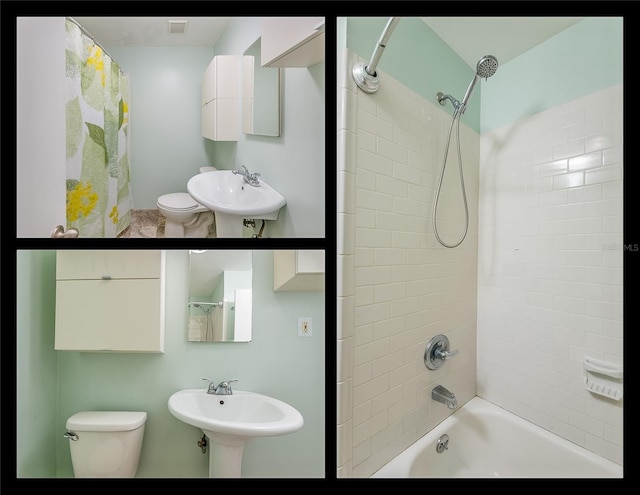 1310 Hilton Pl, Tampa, FL 33604 - bathroom with a sink, toilet, shower / tub combination, and visible vents