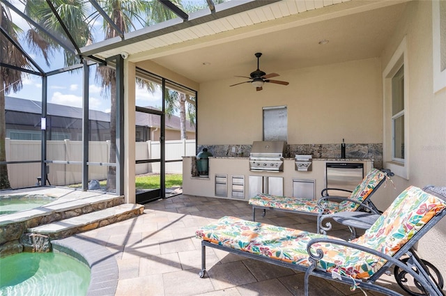3300 Stonegate Falls Dr, Land O Lakes, FL 34638 - sunroom / solarium featuring a jacuzzi
