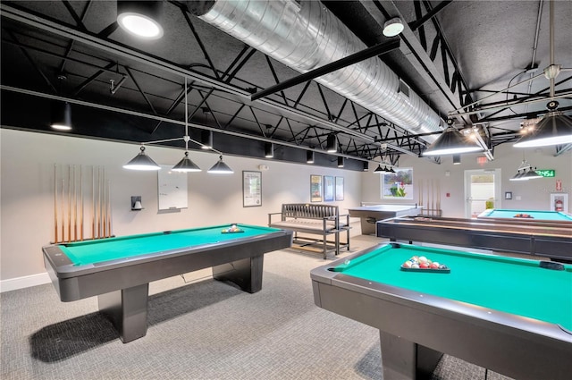 11723 Boynton Ln Unit 1, New Port Richey, FL 34654 - game room featuring billiards table, carpet, and baseboards