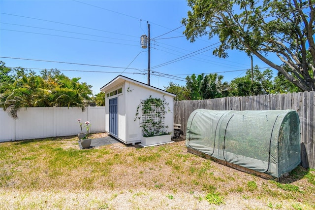 view of shed