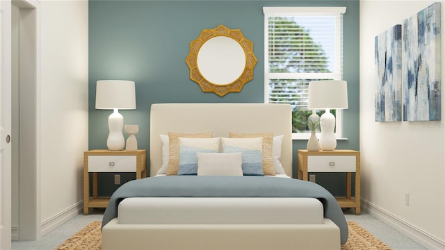 carpeted bedroom with baseboards