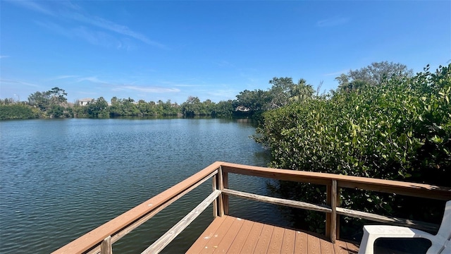 view of dock featuring a water view