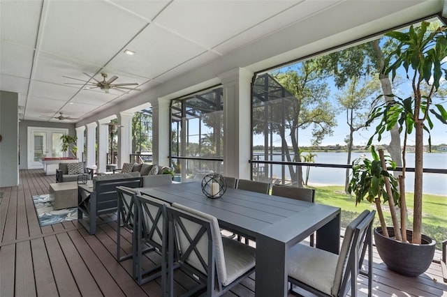5500 W Lake Butler Rd, Windermere, FL 34786 - sunroom / solarium with a water view, plenty of natural light, and french doors