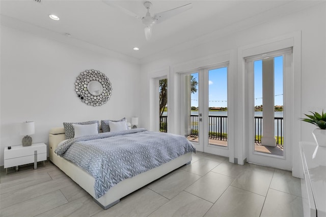 5500 W Lake Butler Rd, Windermere, FL 34786 - bedroom featuring access to outside, recessed lighting, and a ceiling fan