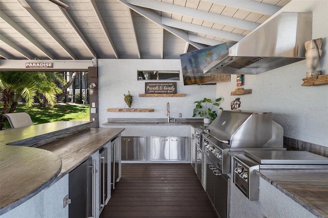 5500 W Lake Butler Rd, Windermere, FL 34786 - view of patio / terrace featuring exterior kitchen, a grill, and a sink