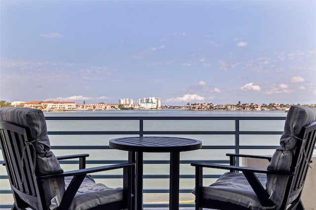 balcony with a water view