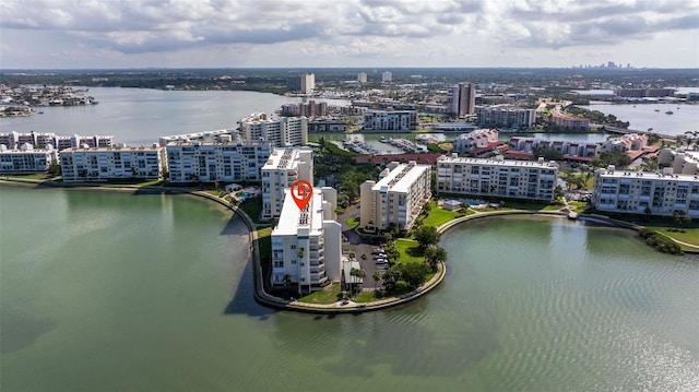 view of urban area featuring a large body of water