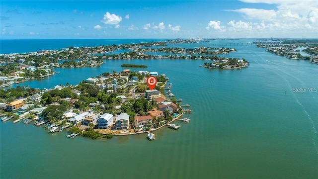 aerial view of a nearby body of water