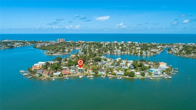 aerial view of a nearby body of water