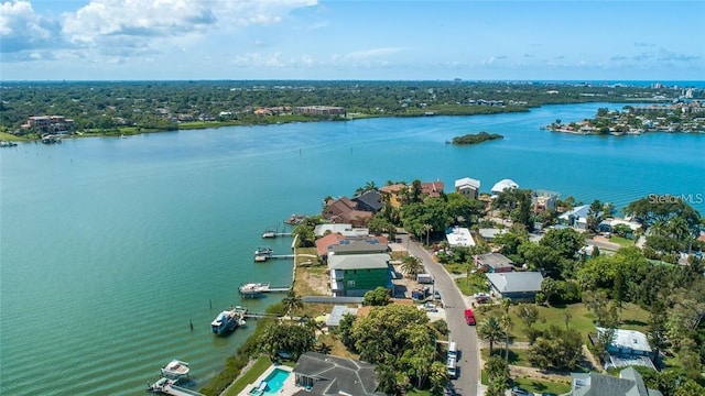 aerial view of a nearby body of water
