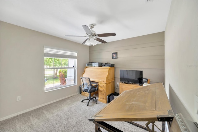 305 St Georges Cir, Eagle Lake, FL 33839 - carpeted home office featuring radiator, baseboards, and a ceiling fan