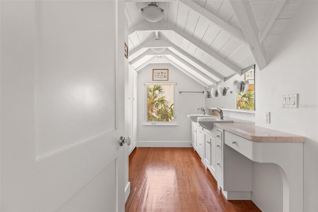 308 Chauncey Ave, Bradenton, FL 34208 - interior space featuring a sink, light wood-style flooring, and wood ceiling