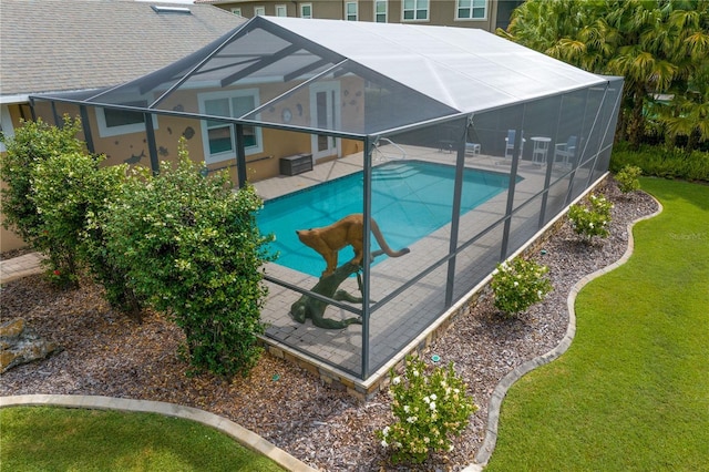 19815 Sea Rider Way, Lutz, FL 33559 - outdoor pool featuring a lanai, a patio area, and a yard