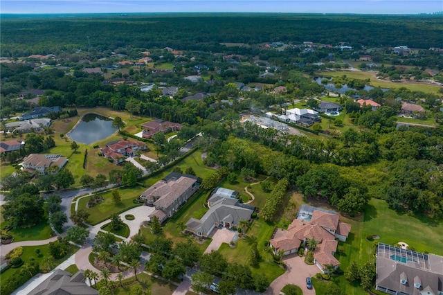 19815 Sea Rider Way, Lutz, FL 33559 - aerial view of property and surrounding area featuring a nearby body of water, nearby suburban area, and a heavily wooded area