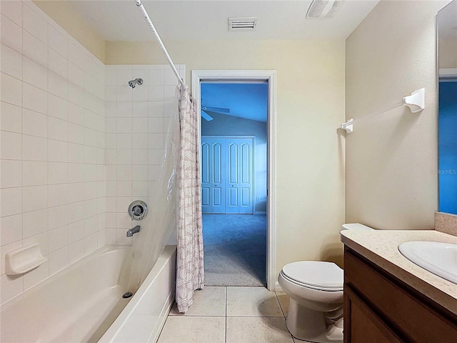 7504 Turtle View Dr, Ruskin, FL 33573 - full bath with shower / tub combo with curtain, vanity, and tile patterned floors