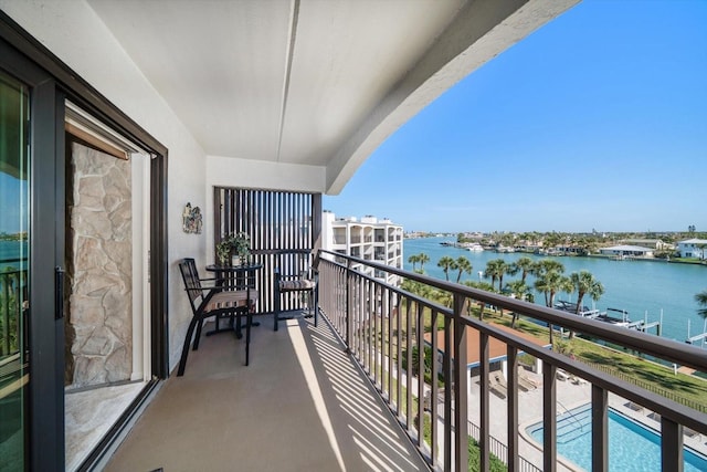balcony with a water view