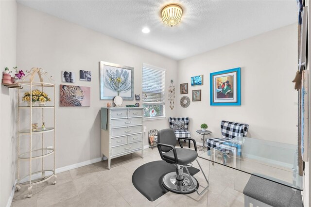 11606 Kilkenny Coral Dr, Riverview, FL 33579 - office area featuring baseboards and a textured ceiling