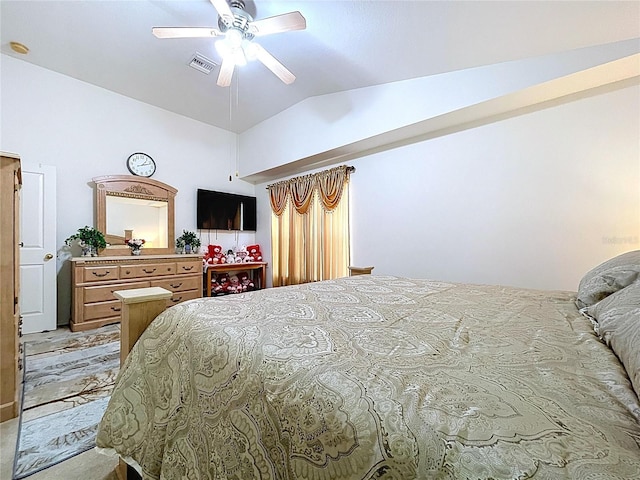 24305 Denali Ct, Lutz, FL 33559 - bedroom featuring lofted ceiling, light colored carpet, and ceiling fan