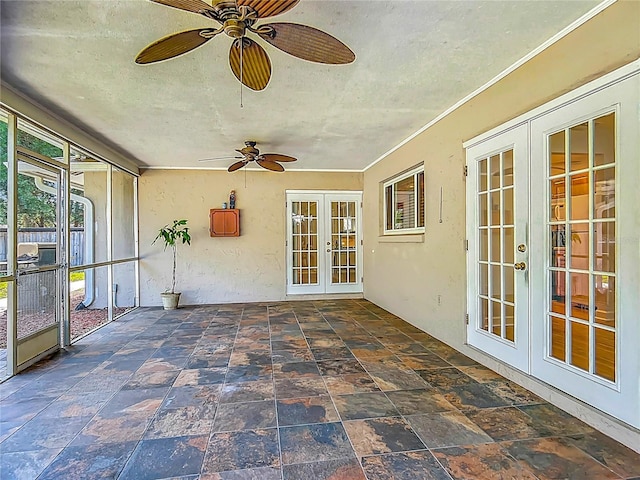 9679 W Pimpernel Ln, Crystal River, FL 34429 - unfurnished sunroom featuring french doors and a ceiling fan