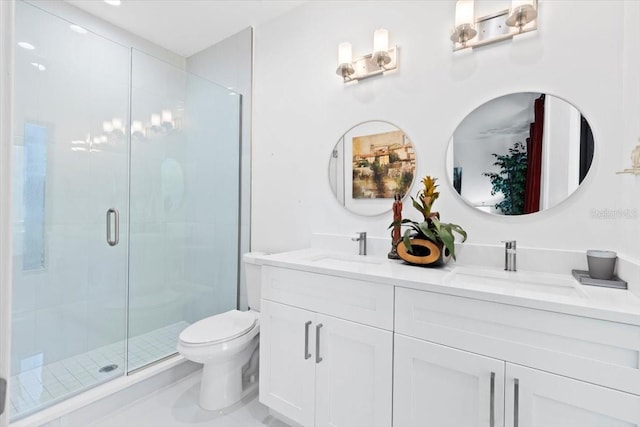 8723 Palm Ranches Pl, Tampa, FL 33614 - full bathroom with double vanity, a stall shower, and toilet