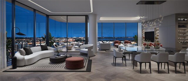 community lobby featuring floor to ceiling windows