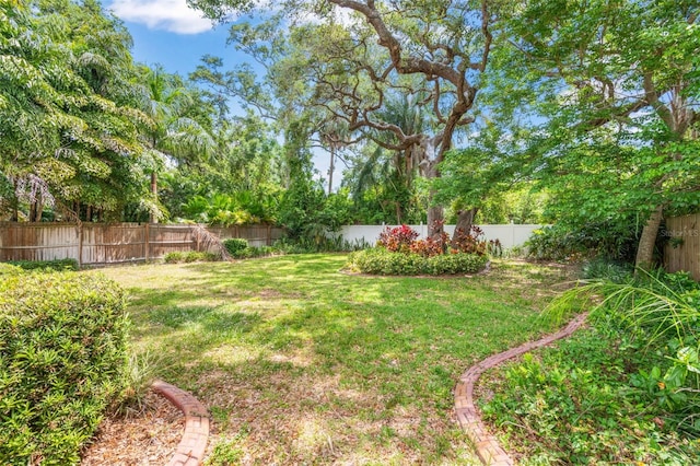 view of yard featuring a fenced backyard